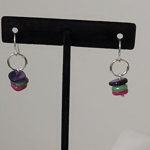 🇨🇦 2 For $25 Artisan #2 Layered Multi coloured beads sterling silver earrings